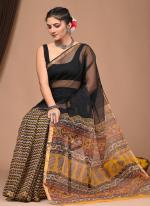 Cotton Black  Digital Printed Saree